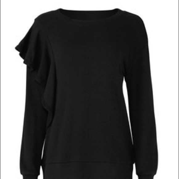 NWT• Splendid• Ruffle Crew Neck Sweater - Picture 4 of 8